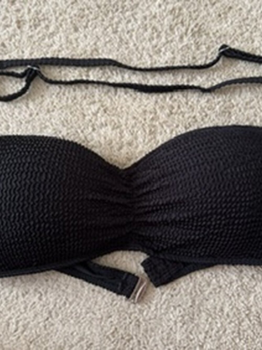 DACI Black Bandeau Bikini Swim Top Removable Halter Strap XL